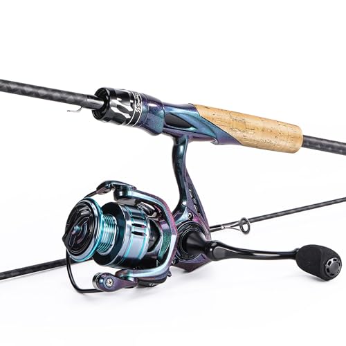 Souagyilang Spinning Fishing Rod Reel Combos,2-Section 5.9Ft Light Weight Spinner Rod with Powerful Fishing Gear for Freshwater Present for Anglers
