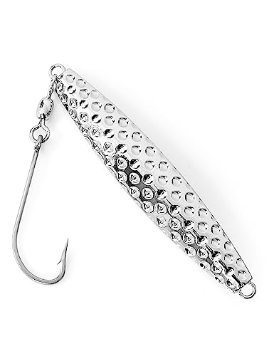 BLUEWING Hammered Diamond Jig Fishing Lures for Saltwater 3oz, 5oz, 8oz, 10oz, 12oz, 16oz Deep Sea Sinking with Stainless Steel Hook, 1pc - color: Chrome, size: 16oz