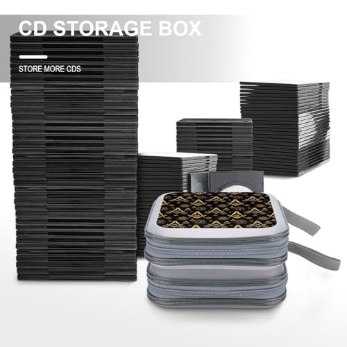 Hard Plastic DVD Case Gold Freemasonry Freemason Logo Black Portable Zipper CD Cases Holder Easy to Carry and Organize CDs and DVDs, 40 Capacity - color: color774