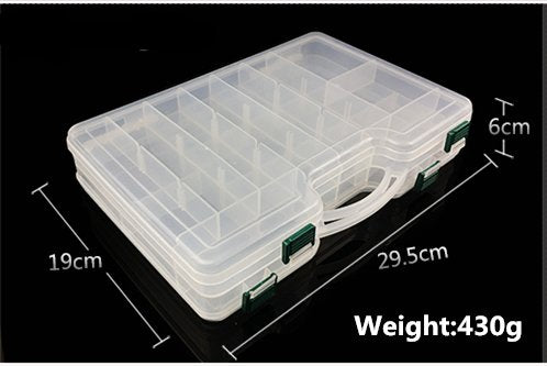 2 Sided Fishing Tackle Box, White | 44 Compartments, Large, Fishing Lure Storage, With Dividers