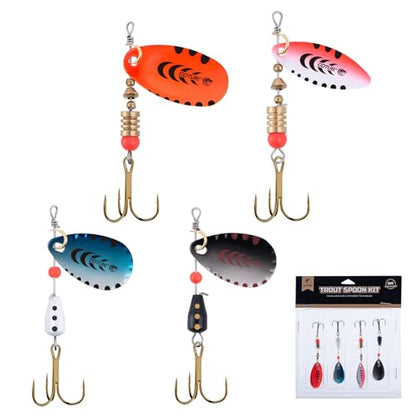 Goture Trout Lures Fishing Spinners, Hard Metal Spinner Baits for Freshwater and Saltwater, Spinner Lures Spoon Blade Fishing Lures Kit for Bass Trout Salmon Pike Walleye Crappie, Gifts for Men - color: B1:4pcs Trout Lures