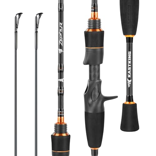 KastKing Zephyr Finesse Fishing Rods – BFS Baitcasting & Spinning Rods, IM6 Graphite, Extra Twin-Tip, 2pc & 3pc Travel Design, Ultra-Light Lure Casting, Stainless Steel Guides with Zirconium Rings - size: 6'9"- L- Fast (3pcs+ Extra Tip), style: Bait Fines