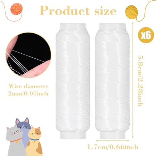 Molain 6 PCS Fishing Bait Elastic Thread, 0.2mm 820 FT Per Spool Invisible Magic Thread for Fishing Fishing Line Fishing Bait String No Knots Required Bait Keeper Stretchy Clear String for Catf