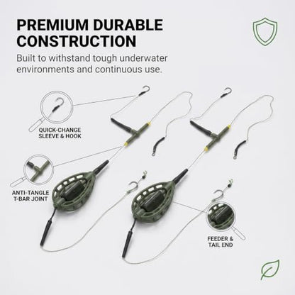 2 PCS Weighted Method Feeders for Carp Fishing, Bait Cage Design | Weighted carp feeder with a secure bait holder cage for stable sinking, targeted bait delivery and long-distance casting