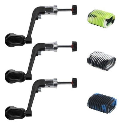 Fishing Reel Replacement Handle with Knob Covers, Spinning Casting Baitcaster Reel Grip Parts Universal Rocker Arm Non-Slip Rubber Sleeve - color: Black Handles & Knob Covers