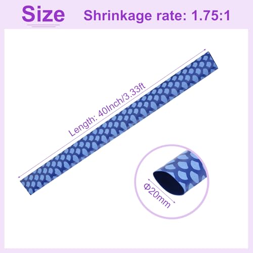 DMiotech Heat Shrink Sleeve Wrap Tubing x Tube Tubing for Fishing Rod Grips and Other Grips, Non Slip - Insulation - Waterproof 40'' Lengths, Dia 20mm Blue Scales - color: Blue Scales, size: Dia 20mm