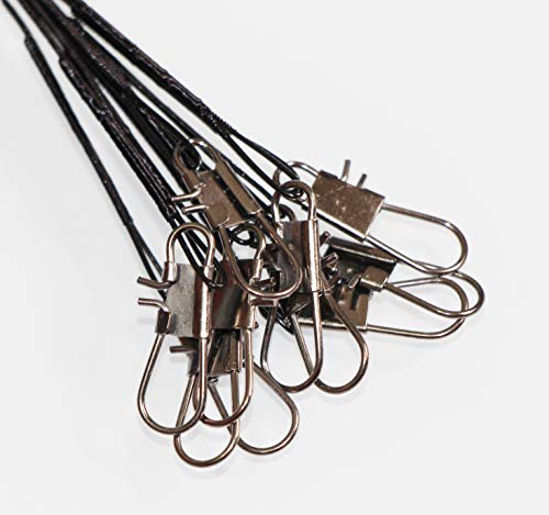 50pcs Fishing Wire Leaders Heavy Duty Nylon-Coated Fishing Line Wire Leaders with Swivels and Snaps 6inch Black/Green/Silver - color: 50pcs black, size: 6 inch