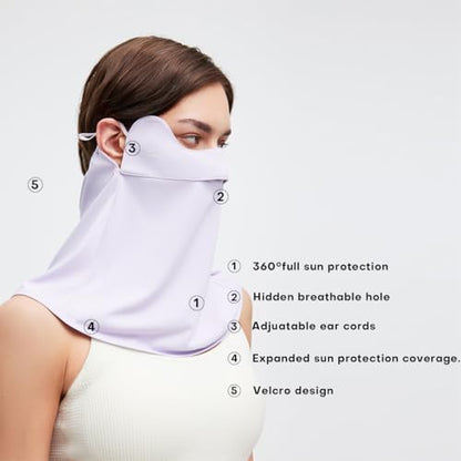 Sun UV Face Mask UPF 50+ Breathable Face Cover Scarf Cooling Neck Gaiter Outdoor Cycling Hiking SLF6M005T - color: Purple