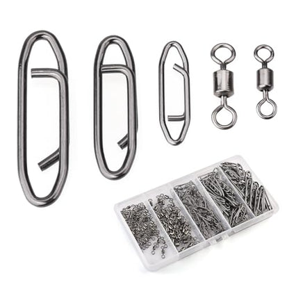 MOBOREST Fishing Swivels Snap Swivels Barrel Swivels with Snaps | coastlock snap, secure lock, 360° rotation, anti line twist, quick lure swap, 5 sizes, saltwater & freshwater fishing tackle