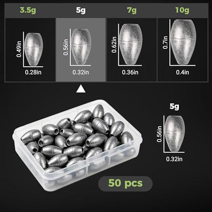 Lead Worm Weights, Bullet Fishing Sinkers for Texas Rig | 40/50 Pack Lead Worm Weights, Smooth Hole , Weedless Rig for Texas Rig and Finesse Bass Fishing 1/8 3/16 1/4 3/8oz - size: 3/16oz-50Pcs