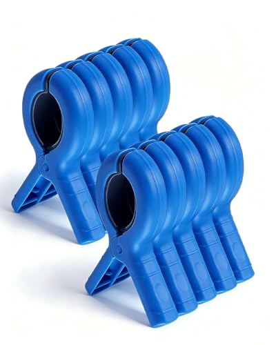 10 Pack Beach Towel Clips Heavy Duty Large Beach Essentials Chair Pool Clip | Deep Blue Clips with Strong Grip, Silicone Protection, Rust Resistant Spring, Multi-Use for Beach, Boat, Cruise & Outdoors - color: Deep Blue