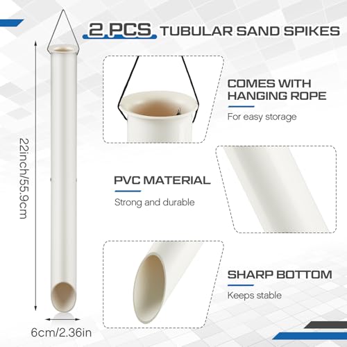 DoubleFill Tubular Sand Spikes for Surf Fishing PVC Surf Shore and Beach Fishing Rod Holder Sand Spike for Beaches, Rivers and Sandy Beaches