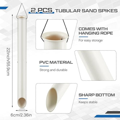 DoubleFill Tubular Sand Spikes for Surf Fishing PVC Surf Shore and Beach Fishing Rod Holder Sand Spike for Beaches, Rivers and Sandy Beaches