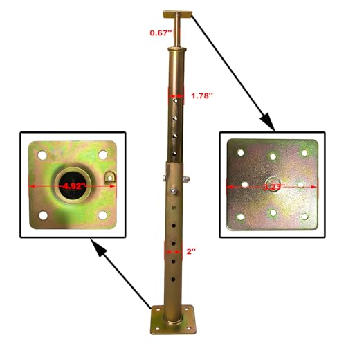 19.5"-34.5" Height Range Adjustable House Floor Jacks Post Pole for Leveling, Galvanized, 4 Pack - size: 19.5-34.5 inch