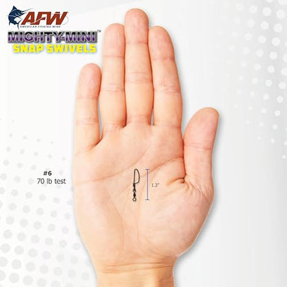 American Fishing Wire Fishing Swivels - Mighty Mini 100% Stainless Steel Snap Crane Swivels, 3X Stronger Than Brass, For Terminal Tackle Box, Up to 600lb Test - Fishing Gear for Fishing Line Leaders - style: #2/0, 450 Lb, 50 Pc