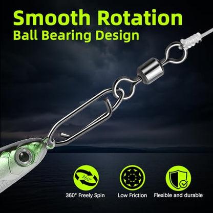9KM DWLIFE Fishing Speed Clips 50Pcs Quick Change Fishing Swivels & Snaps Fishing Speed Clips Barrel Swivels Fishing Tackle Saltwater Fishing - size: 4#