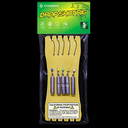 Drop Shot Rigs for Bass Fishing Ready Rig with Hooks and Sinker Weights - color: Hook Size 3/0-Weight 3/8 oz-Qty 5