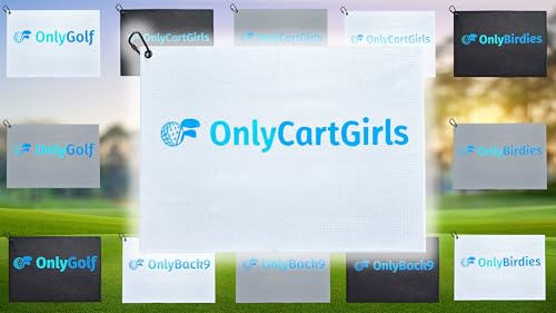 OnlyGolf Funny Microfiber Golf Towel – Large 14" x 20" Clip for Golf Bags Clubs Balls Perfect Golf Gag Gift Enthusiasts Waffle Men Premium Carabiner (White OnlyCartGirls) - color: White Onlycartgirls