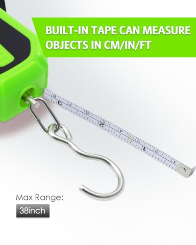 Digital Fishing Scale with Lip Gripper, 110lb/50kg Waterproof Fish Weight Scale with Tape Measure, Hook & Clamp, LCD Display & Hanging Design, Ideal Fishing Gift for Men Anglers - color: Green
