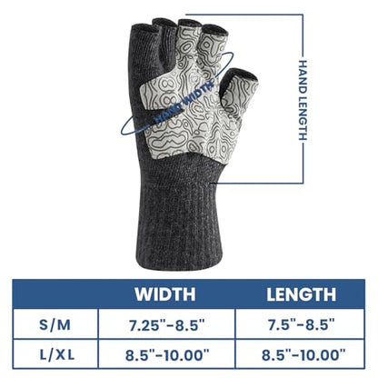Palmyth Wool Fingerless Fishing Gloves - Warm for Men & Women: Cold Weather Fly Fishing, Ice Fishing, Photography & Hunting - color: Obsidian, size: Small-Medium