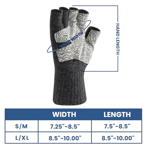 Palmyth Wool Fingerless Fishing Gloves - Warm for Men & Women: Cold Weather Fly Fishing, Ice Fishing, Photography & Hunting - color: Obsidian, size: Large-X-Large