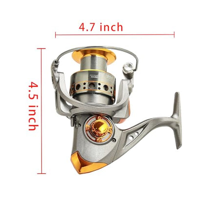 Spinning Reel,Freshwater Spinning Fishing Reels,CNC Alloy Wire Cup,5.2:1 Gear Ratio,2000,Max Drag 22Lbs,Smooth Fresh and Saltwater Fishing Reel - color: Black