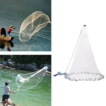 Fishing Net - Nylon Cast Nets for Fishing with Zinc Sinkers, Heavy Duty Casting Net for Saltwater & Freshwater for Bait, Strong Mesh Easy Throw Fish Net for Fishing - size: 1.8M NET DIAMETER/3FT NET HEIGHT