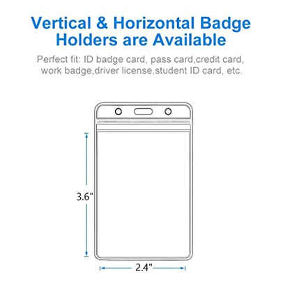 Thick ID Card Name Badge Holder Heavy Duty Waterproof Clear Plastic PVC Vertical Sleeve Pocket Resealable (Vertical, 20 Pcs) - color: Vertical, size: 20 Pcs