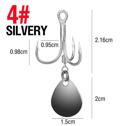10pcs 2 Colors Bladed Treble Hook with Willow Colorado Blade Replacement Fishing Hook Spinner Blade Bass Pike Walleye Trout Saltwater - size: 2# 10pcs