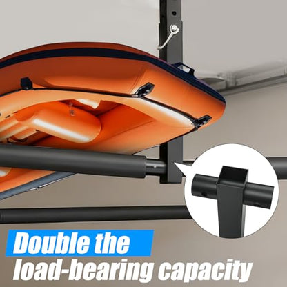Stainless Steel Ceiling Storage Rack, 10"-18" Height Adjustable,Kayak Overhead Garage Storage Rack, Holds 200 lbs, for High-Altitude Storage of Kayaks, Surfboards, Canoes, Skis, and Ladders - style: Double