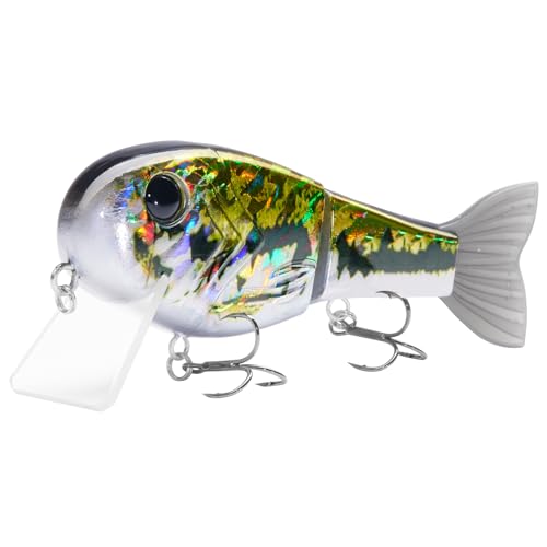 BASSROCK Topwater Fishing Lures for Bass Pike Salmon Floating Swimbait Jointed Crankbait Freshwater Saltwater 4.9in/1.76oz RK1001 - color: Baby Bass, size: 3.9in/1.04oz