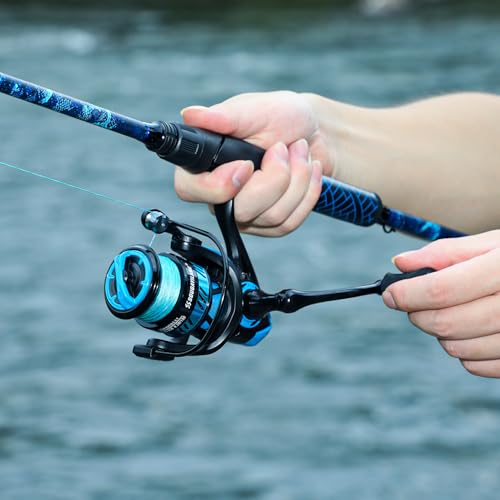 Sougayilang Spinning Combo – 5.2:1 Gear Ratio, 11+1 Bearings, IM7 Graphite 2-Piece Rod, 6'/7' M Power, Stainless Steel Guides for Bass, Walleye, Trout - size: 6'0''