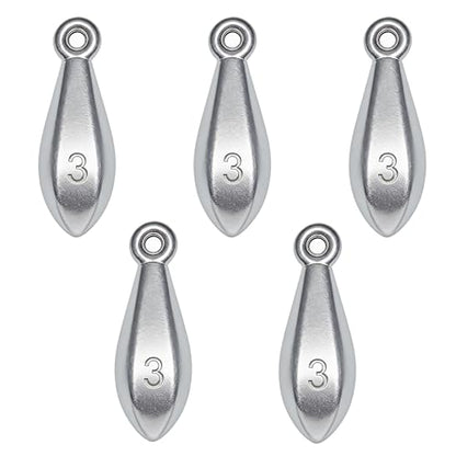 Fishing Weights Sinkers Bank Sinkers Bullet Weights for Surf Fishing Pier Bank Fishing Saltwater Fishing Gear 1oz to 8oz - size: 3 Ounce-5pcs