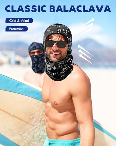 Geyoga 12 Pcs Cooling Balaclava, UV Sun Mask for Men Women, Summer Breathable Helmet Liner for Motorcycle Fishing - color: Mixed, style: Ocean