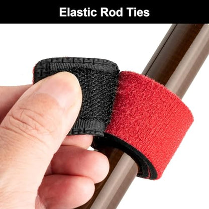 Realure 8 Pcs Fishing Rod Straps Adjustable Neoprene Ties Elastic Fishing Rod Tackle Belt Ties Casting Rod Straps for Fixed Casting Rods & Spinning Rods & Fly Rods Wrap Protectors - color: Red