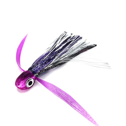 Saltwater Big Game Fishing Lure, for Offshore trolling (FlyBoy) - color: Purple Black Holographic Double Flash