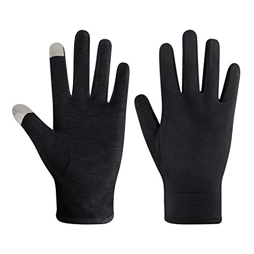 JIAHG Women Men's Driving Gloves Summer UV Sun Glove Non Slip Touchscreen Cotton Gloves Outdoor Sunblock Mittens for Cycling - color: Cotton-black Full Finger