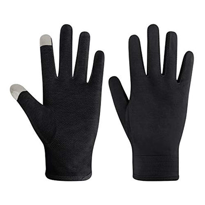 JIAHG Women Men's Driving Gloves Summer UV Sun Glove Non Slip Touchscreen Cotton Gloves Outdoor Sunblock Mittens for Cycling - color: Cotton-black Full Finger
