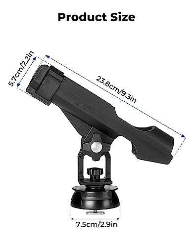 KEMIMOTO Kayak Fishing Rod Holder Fishing Pole Holder - T-Shaped Screw Mounted/Track Mount On Rail 360° Adjustable with Lock System for Kayak, Canoe, Fishing Boat Accessories