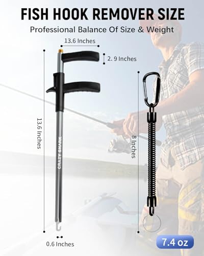 Fish Hook Remover Tool, Aluminum Fishing Hook Remover Extractor 13.6in - color: gun metal