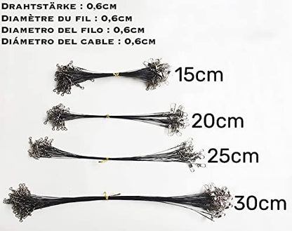 50pcs Fishing Wire Leaders Nylon-Coated Fishing Line Trace Lure Leaders with Swivels and Snaps Stainless Steel Fishing Tackle Leaders Tackle - color: Red, size: 12inch 50PCS
