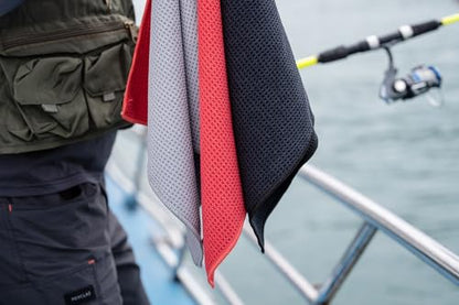 Microfiber Fishing Towels with Clip, Waffle Pattern for Effective Cleaning of Fishing Gears or Dirty Hands, 16” x 16”, Camping Towels, Hiking Towels, Pack of 3 (Black/Grey/Red) - color: Black/Grey/Red