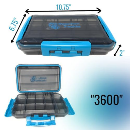 Reaction Tackle Premium Tackle Trays, Water Resistant Fishing Tackle Box Organizers with Triple Clip Closure, Removable Dividers and Clear View Design - 3600 (4-Pack) - size: 3600 (4-Pack)