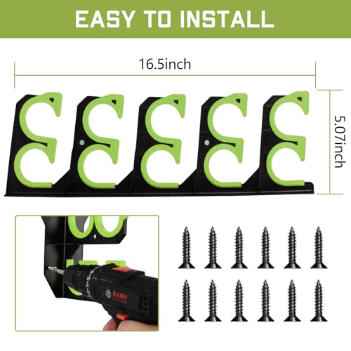 Hikeen Fishing Rod Holders, Fishing Pole Holders for Garage, Wall or Ceiling Mounted Fishing Rod Rack Holds Up to 10 Rods(2 Pack) - style: Green-2Pack
