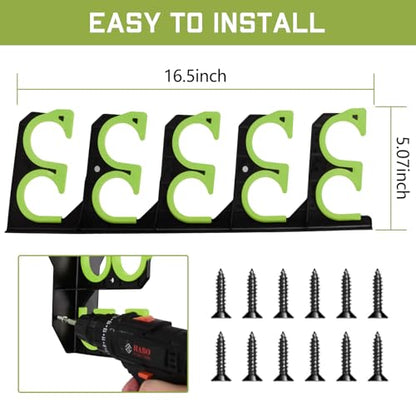 Hikeen Fishing Rod Holders, Fishing Pole Holders for Garage, Wall or Ceiling Mounted Fishing Rod Rack Holds Up to 10 Rods(2 Pack) - style: Green-2Pack