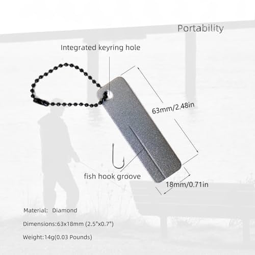 Pocket Knife Sharpener Fishing Hook Sharpener Portable Diamond Sharpening Stone for Knives with Keychain Attachment for Camping Gear