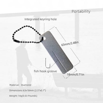 Pocket Knife Sharpener Fishing Hook Sharpener Portable Diamond Sharpening Stone for Knives with Keychain Attachment for Camping Gear