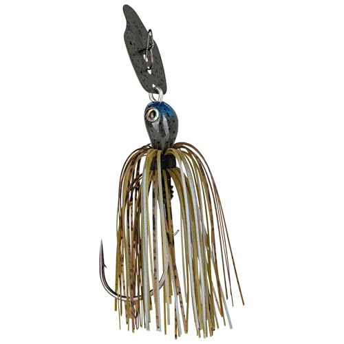 Strike King Thunder Cricket Fishing Lure, Vibrating Swim Jig, Silver Blade, 4/0 Jungle-Style Flipping Hook - color: Blue Craw, size: 1/2 oz