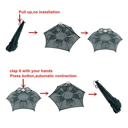 Persei Foldable Fishing Bait Trap Cast Net Cage Cast Dip Cage for Fish Shrimp Minnow Crayfish Crab Bait Trap Cage - color: 10 sides 20 holes+1 hole