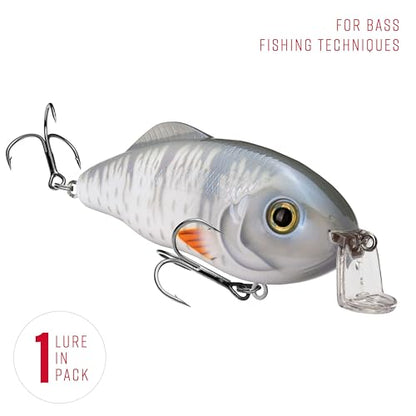 Strike King Hybrid Hunter Shallow Jr. Fishing Lure, Shallow Diving Crankbait, 90-Degree Bill, 3D Eyes, Loud Rattle, Dives 1 to 3-Feet,Size 4 & 6 Treble Hooks - color: Smooth, size: 1 oz